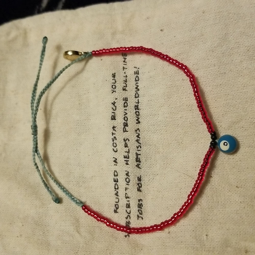 Pura Vida red evil eye seed bead bracelet